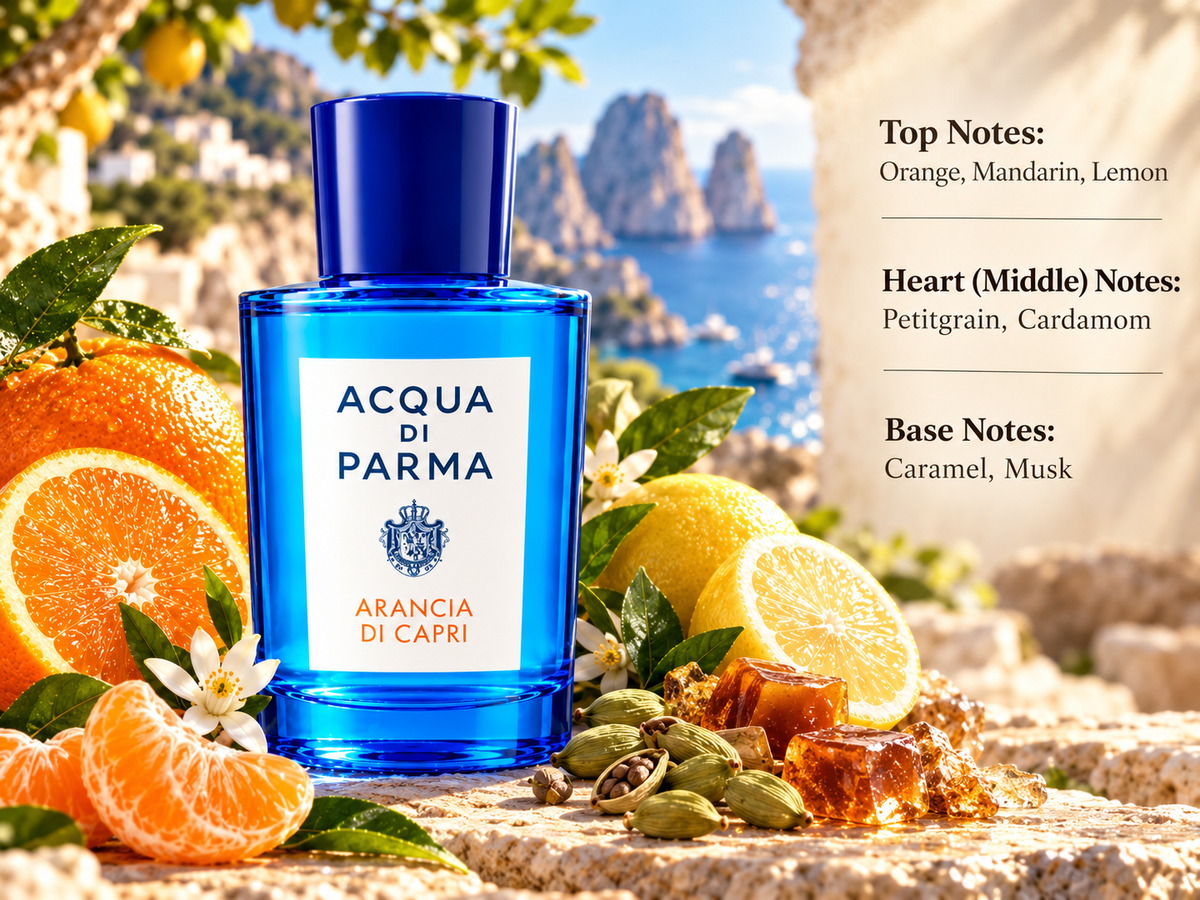 Acqua Di Parma Arancia Di Capri fragrance notes with bottle